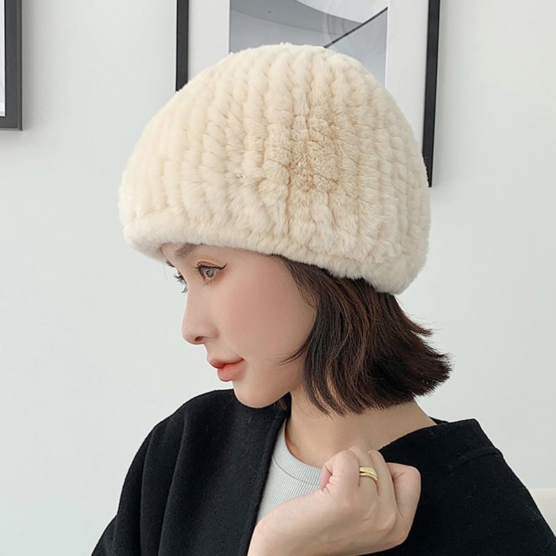 

Зимние женские сохраняющие тепло уличные вязаные шапки с мехом ангольского кролика, высокая эластичность, шляпа для бассейна, уличный капот One Size светло-серый