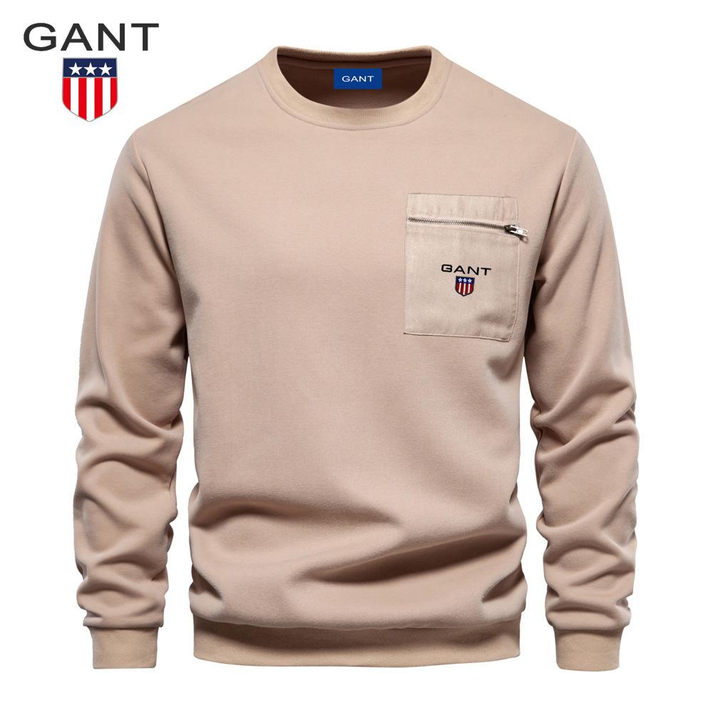 

GANT Embroidered Autumn Men s New Long Sleeved Solid Color Hoodie Trend Loose Casual Versatile Round Neck Hoodie S