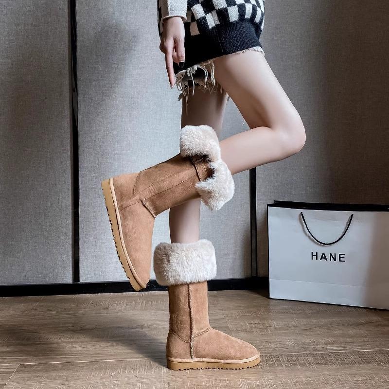 Thick-soled snow boots women's winter velvet thickened versatile belt buckle warm medium tube Martin boots cotton boots