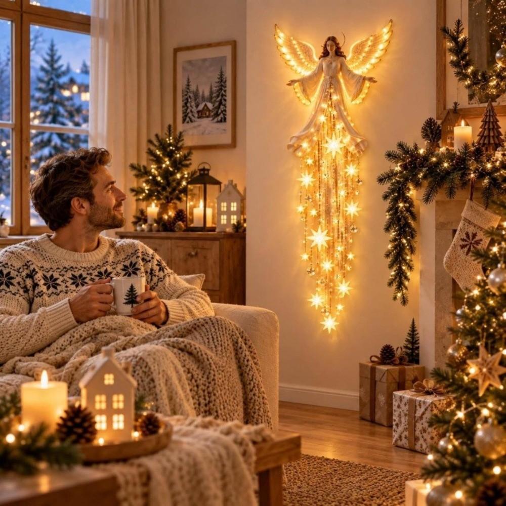 LED Light Angel Blessing Starfall Wall Light Glowing Christmas Trail Wall Light  Home Decoration