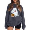 Women's Neck Long Sleeve Comfy Sweatshirt Casual Loose Fit Color Halloween Print Pullover