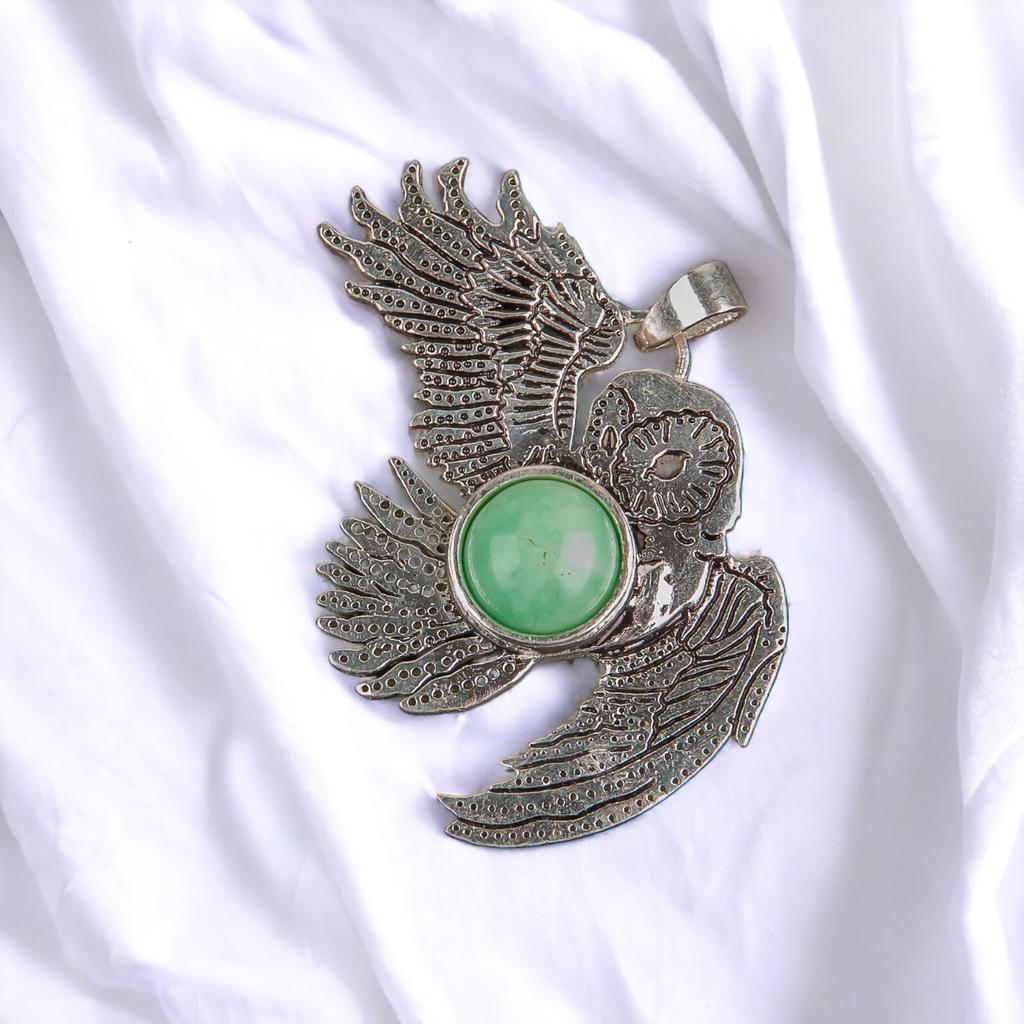 925 Sterling Silver Multi Gemstone Owl Designer Good Luck Jewelry Pendant 1.3" CP-16