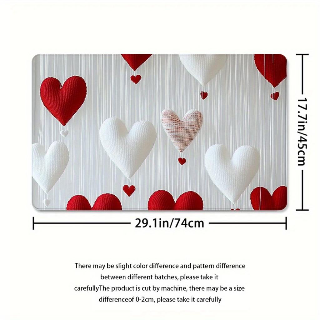 1/4pcs Red and White Love Hearts Shower Curtain Set Valentine Day Gift Waterproof Fabric Bath Curtain with 12 Hooks Non Slip Rug and Toilet Cover