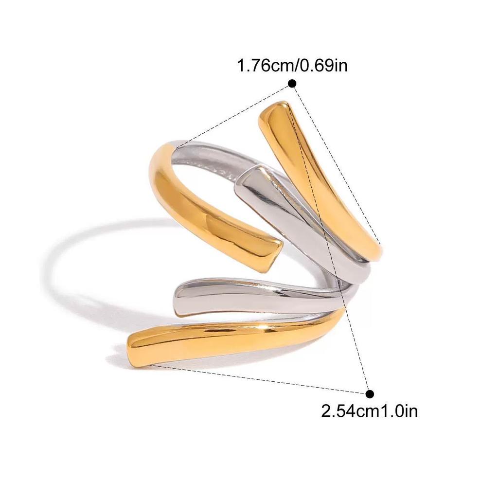 Yori 18K Gold Plated Stainless Steel Ring Collection Modern Fluid Designs for Everyday Formal Wear Durable Hypoallergenic