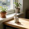 Cat Figurine for Display 3D Printed Statue with Wavy Fur, Modern Sitting Cute Desk Accessory Bookshelf Decor, Minimalist Art Sculpture Home