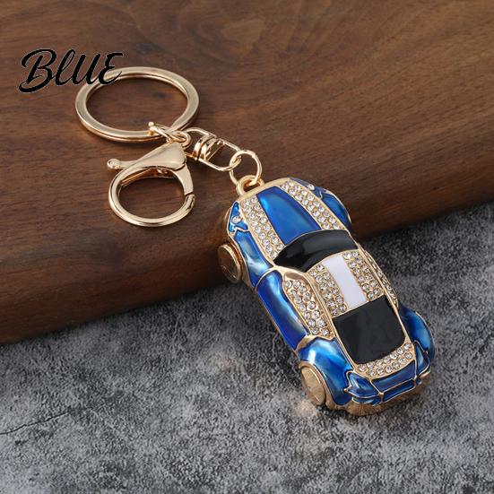 Gift for Car Enthusiasts Sports Keychain with Sparkling Rhinestones Durable Zinc Alloy Key Accessory Stylish Pendant Decorative Compact Ring