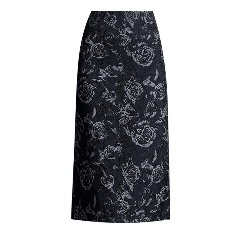 Jacquard A-Line Mid-Length Skirt: Women's 2026 Chinese Style Spring/Summer Fashion.