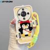 KEYSION Cartoon Cute Plush Embroidery Case for HONOR X9b 5G with Lanyard Shockproof Phone Back Cover for Huawei Magic 6 Lite 5G