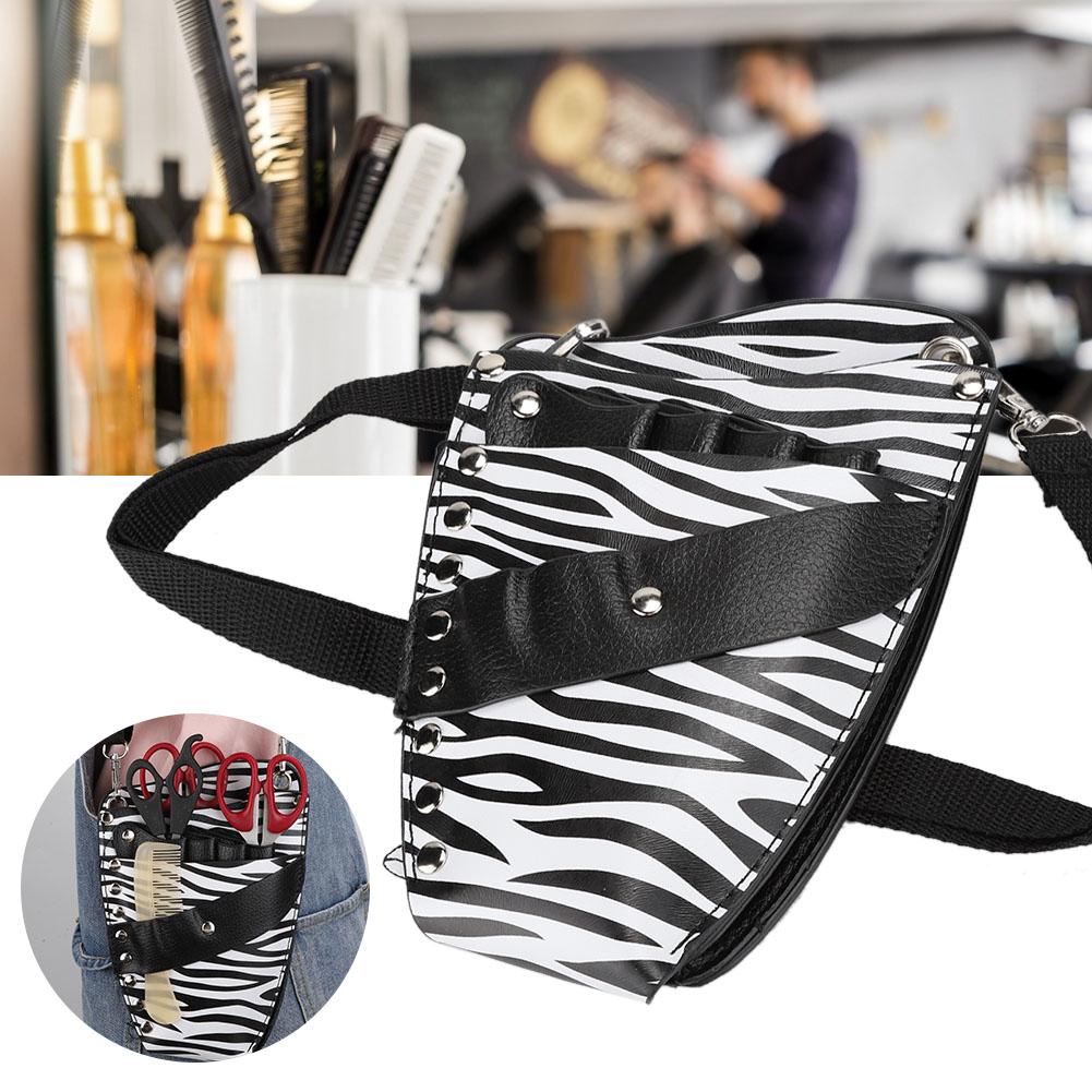 PU Leather Scissors Waist Bag Hair Clip Comb Hairdressing Tool Storage Bag (BlackWhite