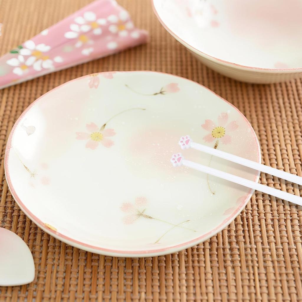 Leinuosen 4 Pairs Cat Paw Chopsticks Pink Paw Prints Reble Non Slip Cute Grip Eating Chopstick with Cat Design Gift for Kitty Themed Party Favors