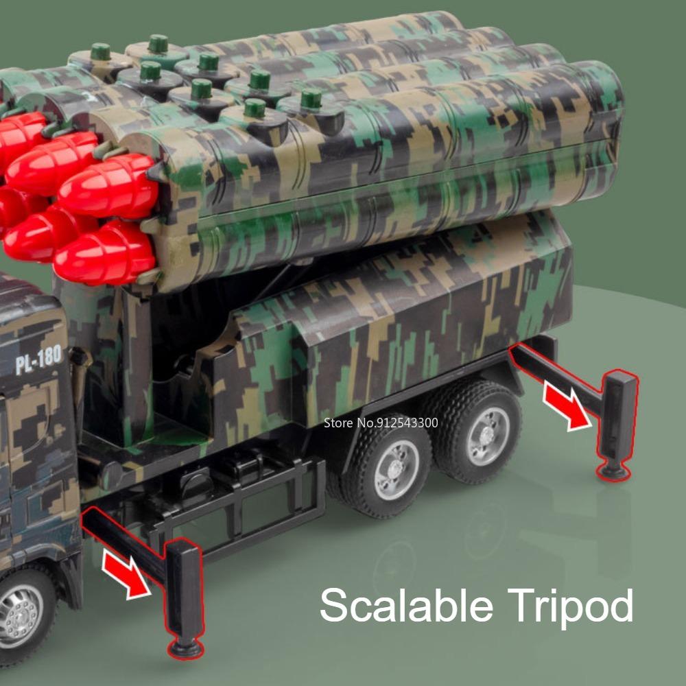 1/32 Missile Rocket Launcher Model Car Toy Metal Body Rubber Doors Opened Military Alloy Vehicle Models Ornaments Gifts for Boys