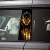 2-Pack Flame Lion Car Stickers - Durable Plastic B-Pillar Protector, Self-Adhesive Glossy for Vehicles, Walls and Windows