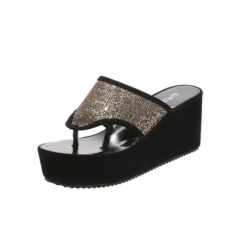 

Летние женские шлепанцы на толстой подошве, модные дышащие, нескользящие и удобные женские повседневные тапочки 40 золотой