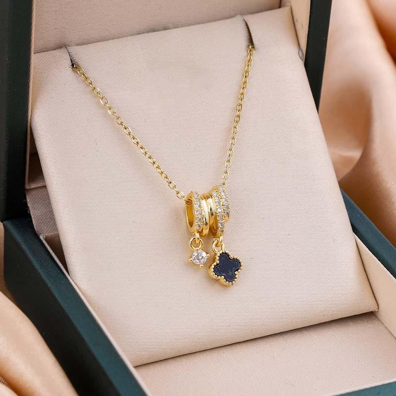 

Ожерелье с четырьмя листами клевера, женская мода, изысканная сотня с подвеской Senior Sense, легкая роскошная цепочка на ключицу из циркония