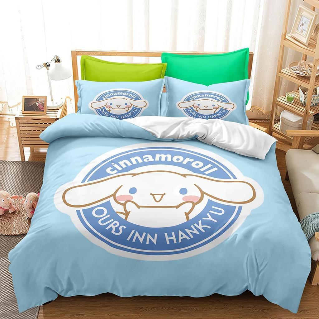 Home Textile Three-Piece Big-Eared Dog Cartoon Digital Printing Quilt Pillowcase Bedding