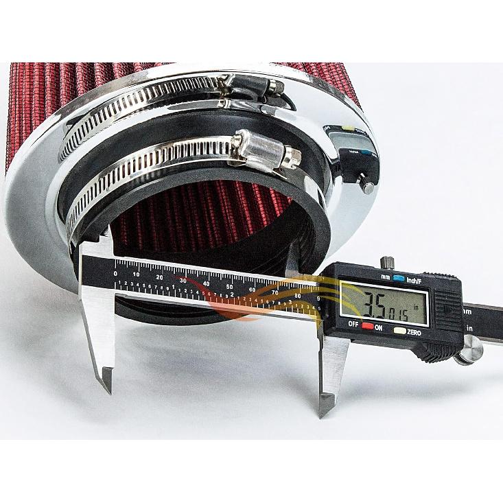 RED 3.5" 89 Mm Inlet Cold Air INTAKE Cone Replacement Performance Washable Clamp-On Dry Air Filter