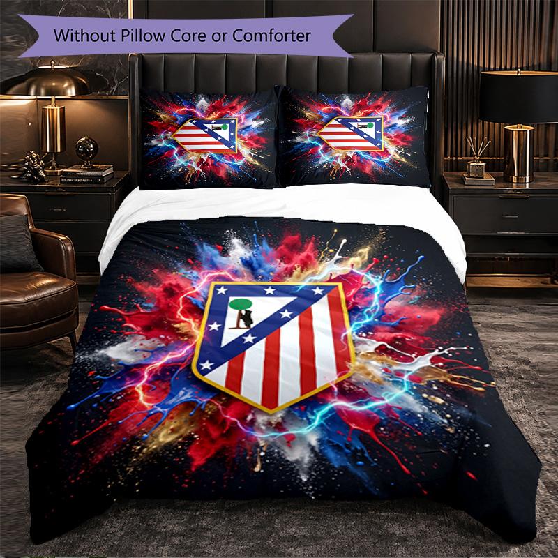 Set Lenzuola Atletico Madrid Modello 3 Pezzi Morbida Copripiumino in Microfibra con Federe per Camera da Letto