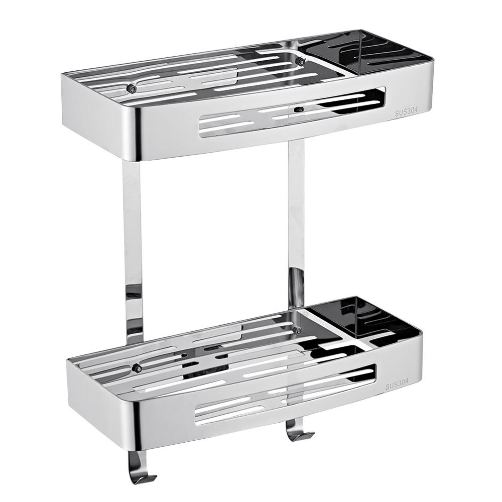 Two Tier Stainless Steel 304 Wall Mounted Bathroom Shelf Corner Bathroom Corner Towel Racks Wall-mounted Corner Shelves Home and Kitchen