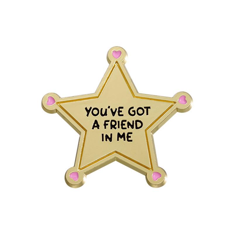 

English Retro Charming Letter Badge In Five Point Star Design Elegant Metal Gift Brooch