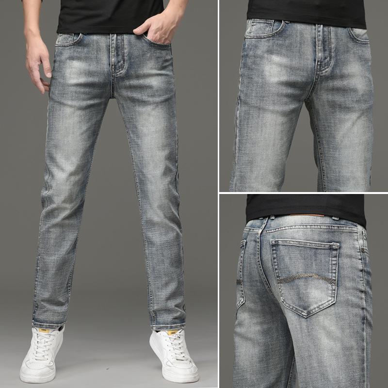 

Мужские облегающие эластичные джинсы - модные прямые брюки со средней и высокой талией на весну и осень 32 (2.5 ) 140 jin