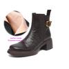 Krazing Pot Sheepskin Round Toe Thick Heels Chelsea Boots Size 42 High Quality Women Keep Warm Metal Buckle Ankle Boots
