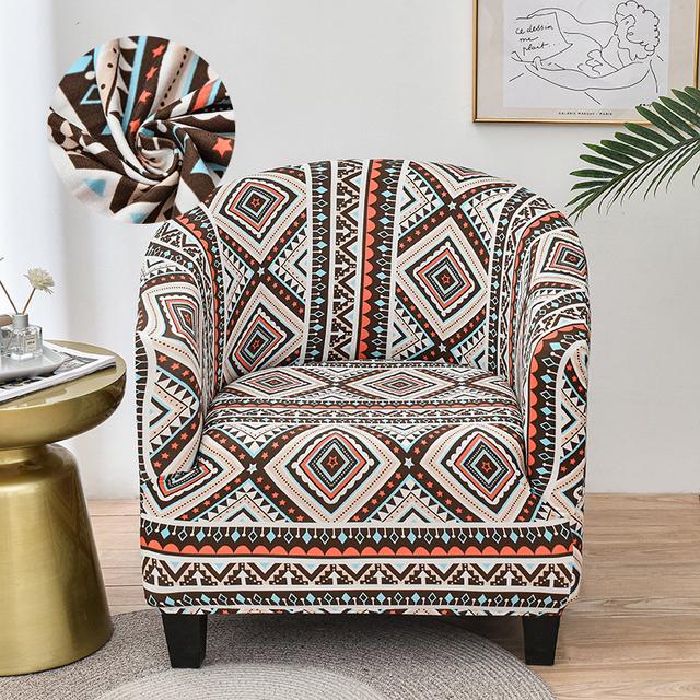 Levivel Club Chair Slipcover Stretch Armchair Printed Tub Chair Cover Living Sofa Cover Spandex Couch Cover Designed For Bar Counter Family Room