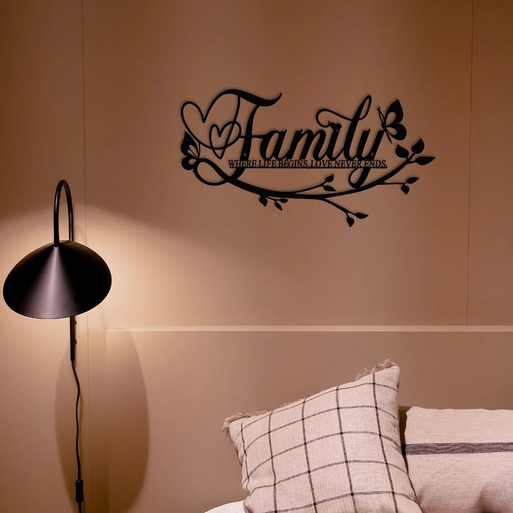 1 шт. Черный металлический знак для дома - элегантный цветок с буквами настенное — фото 6