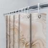 Luxuriöser goldener Wirbel Duschvorhang Modernes Badezimmerdekor Für Badewanne Wasserdichtes Gewebe Mit Stangenfach (Beige Weiß)