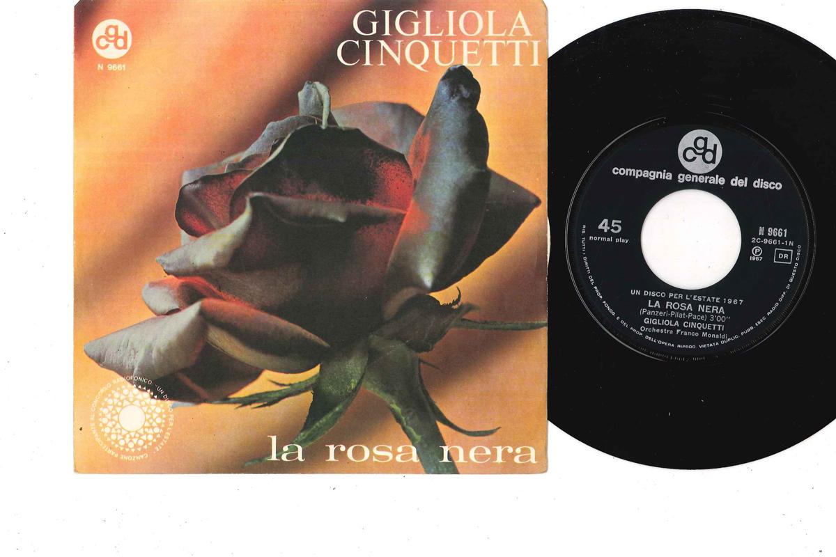 

7inch Record GIGLIOLA CINQUETTI - La Rosa Nera N9661 CGD 1967 Italy Pop Used