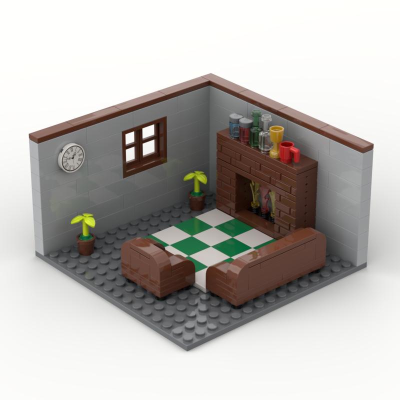 MOC City House Room Building Blocks Classroom Bedroom Kitchen Bricks Toys Kids Gift