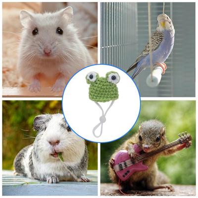 Kleine Haustiermütze, handgefertigt, gestrickt, für Hamster, Streifenhörnchen, Meerschweinchen, Hamster, Spielzeug, Tierbedarf