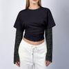 Women's Casual Round Neck Long Sleeve Lace Patchwork Pullover Top Color Blouse