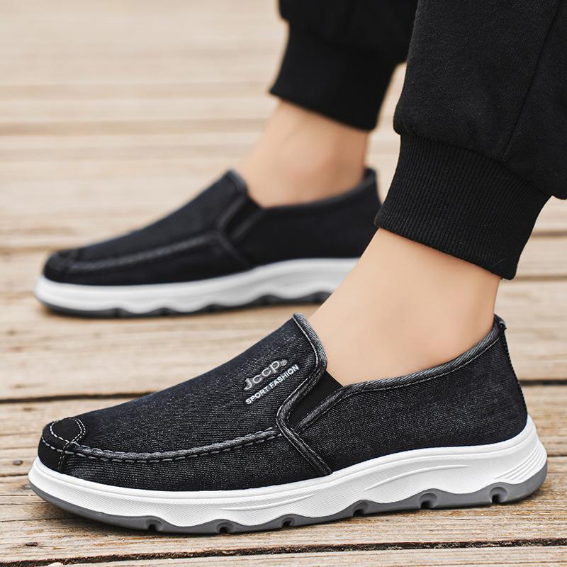 Spring/summer New  One-piece Dad's Shoes with Soft Sole, Comfortable Flat Bottom Shoes,Canvas Men's Shoes