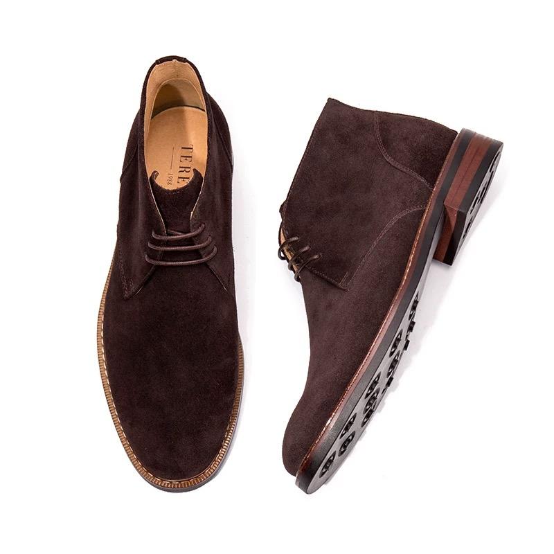 Mode Handgefertigt Echtes Leder Stiefeletten Kuhveloursleder Design Schuhe Herren Lässig Herbststiefel für Herren Wanderschuhe