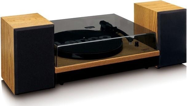 Gramofon Lenco LS 300 w drewnianej obudowie + głośniki / Bluetooth / wyjście 2x RCA / wejście AUX, Lenco
