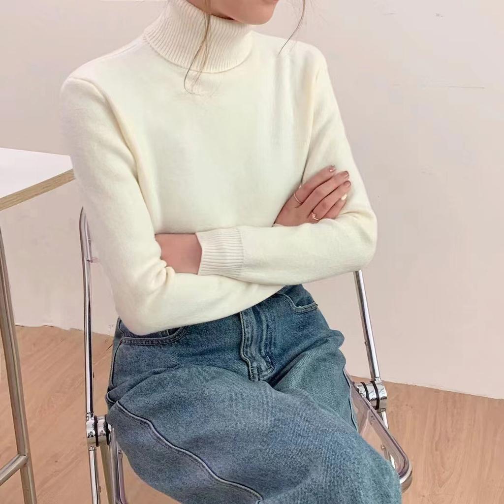 High Neck Sweater for Women Thickened Inner Layer One-piece Velvet Pullover with Added Velvet Casual Knit Sweater Top Autumn and Winter