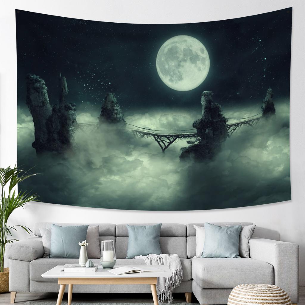 Starry Sky Landscape Tapestry Moon Large Tapestry Landscape Wall Hanging Living Room Bedroom Boho Home Decor