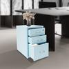 3-Drawer Metal File Cabinet with Lock & Wheels, Blue - Modern Office Storage, Secure Filing Cabinet, Compact Size 28x41x48cm