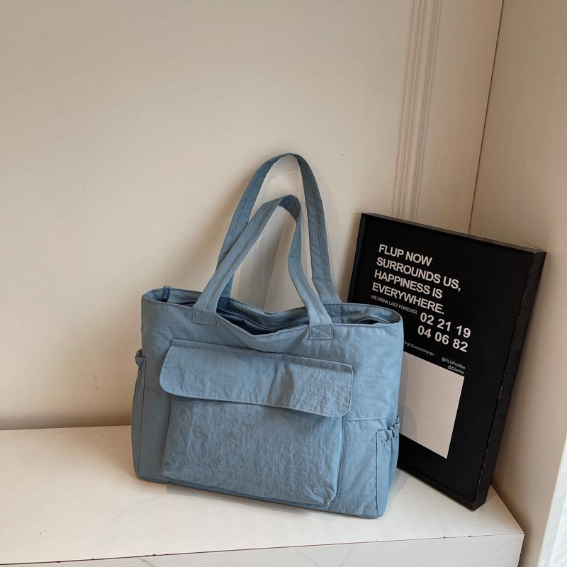 

2025 Модная летняя сумка-тоут большой вместимости, легкая, в литературном стиле синий