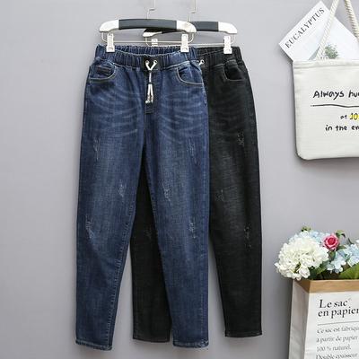 Wiosna Lato Moda Damska Duże Casualowe Luźne Damskie Elastyczny Pas Oversize Spodnie Jeansowe Jeansy Dzikie Spodnie