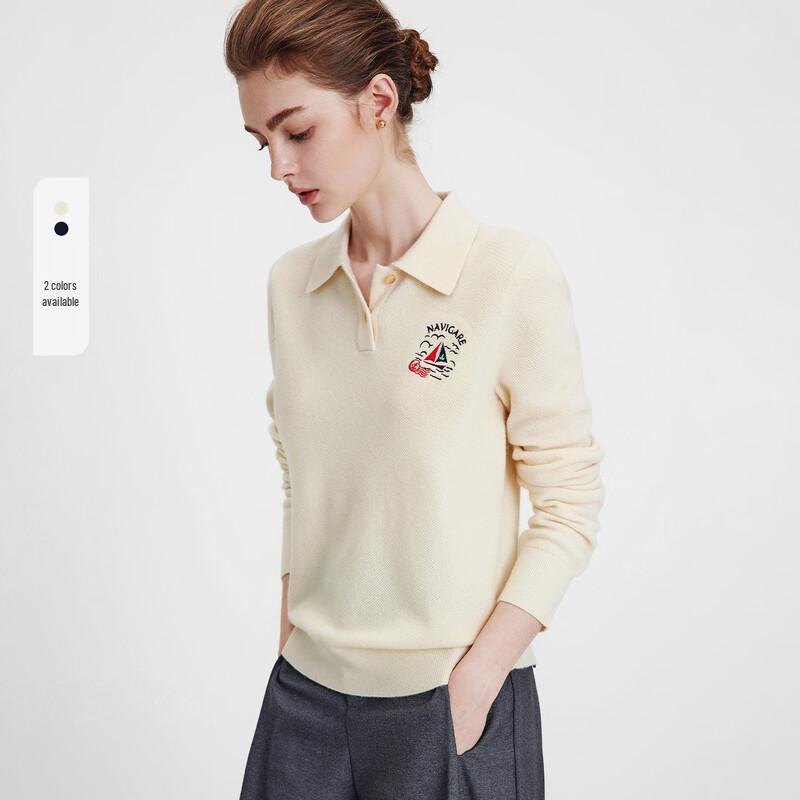 Navigare Women's 100% Wool Polo Knit Sweater