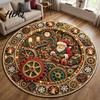 Holiday Welcome Mat for Guests Round Christmas 3D Rug Optical Illusion Area Santa Gnome Floor Decor Pattern Non-slip Living Room Entryway