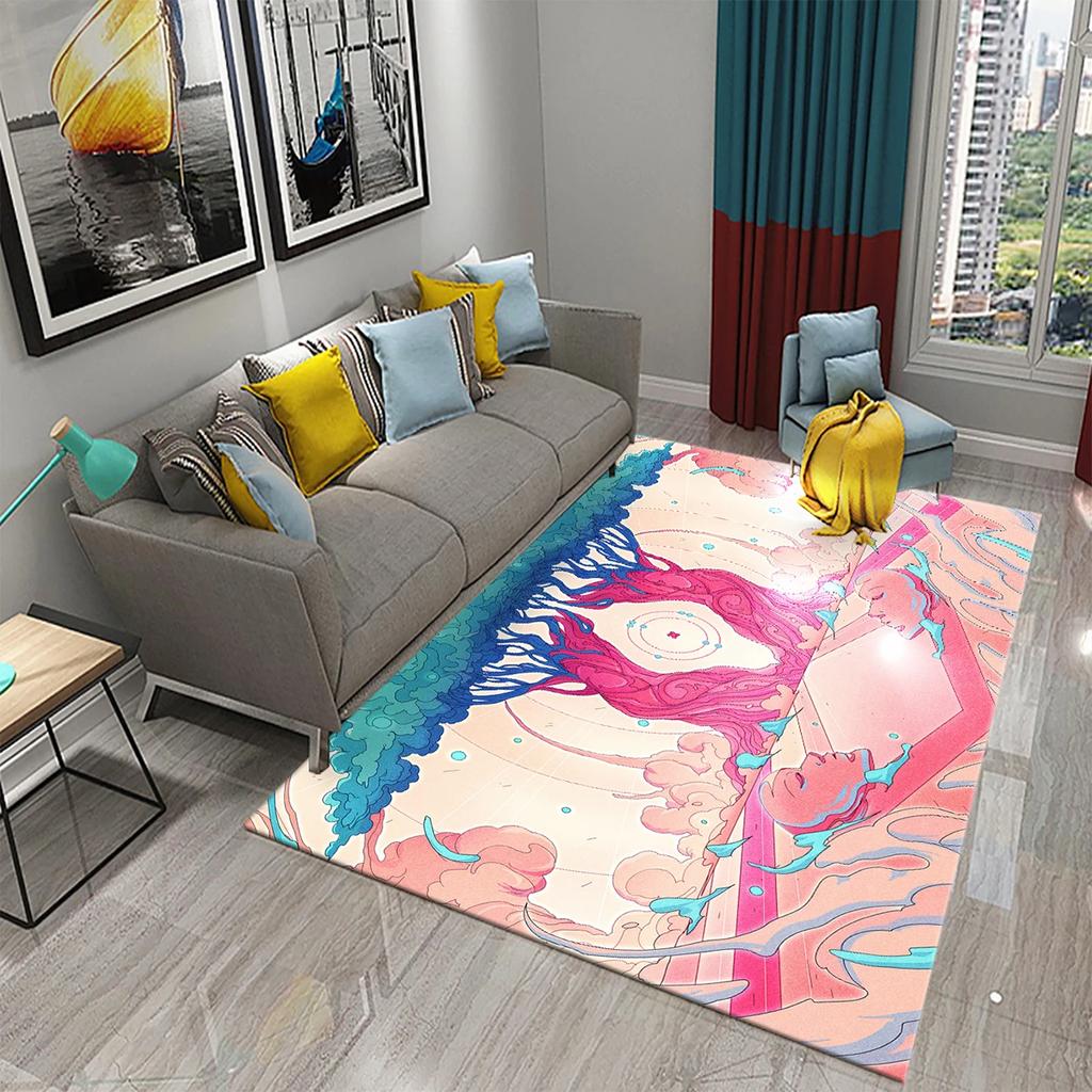 Purple Carpet Modern Art Rug Printed Rectangle Area Rugs for Adult Yoga Mats Living Room Bedroom Flat Mat Decorative Door Mat