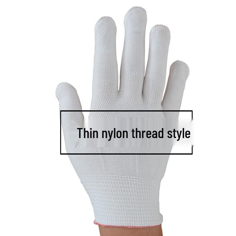 Men's Durable White Cotton Nylon Work Gloves for Construction