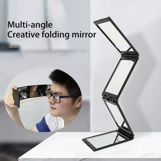 Multi-Angle Folding Self Haircutting Mirror Head Back View Available Foldable Makeup Mirror 4-Way Braiding Barber 360 Degrees Portable Handheld Mirror