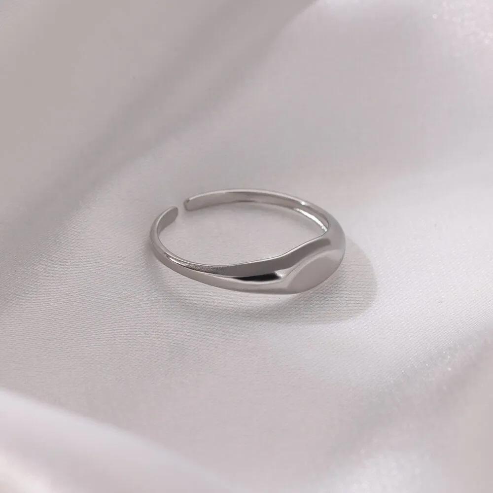 

Gold-plated stainless steel personalized wind simple plain ring geometric ring jewelry niche hot-selling Opening adjustable серебряный