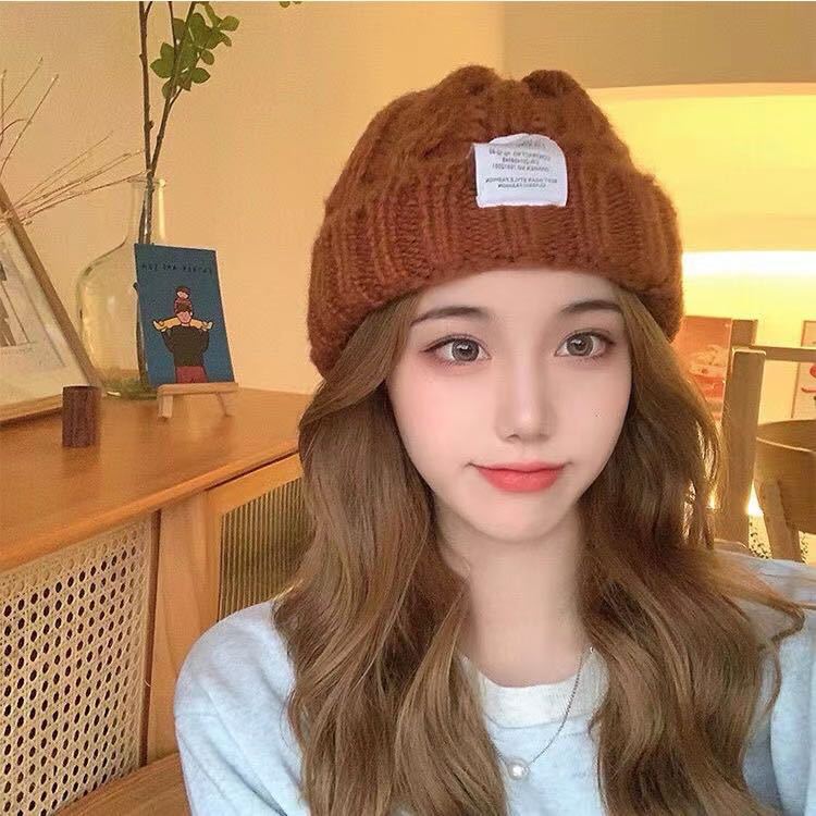 Hat winter men's and women's trendy brand knitted hat big head circumference wool hat autumn and winter warm pile hat new cold hat cotton hat