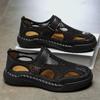 2024 Summer New Genuine Leather Breathable Outdoor Beach Sandals Men's Creek Wading Shoes Soft Sole Durable Casual Leather Shoes