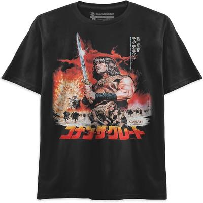 Conan Barbarzyńca Japoński Plakat Retro Vintage Lata 80. Fantasy Unisex Klasyczny T-shirt