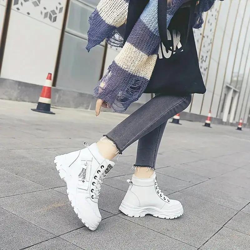 Fleece-Lined Cotton Shoes for Women Korean Style Warm High-Top Martins All-Match Winter Footwear for Students